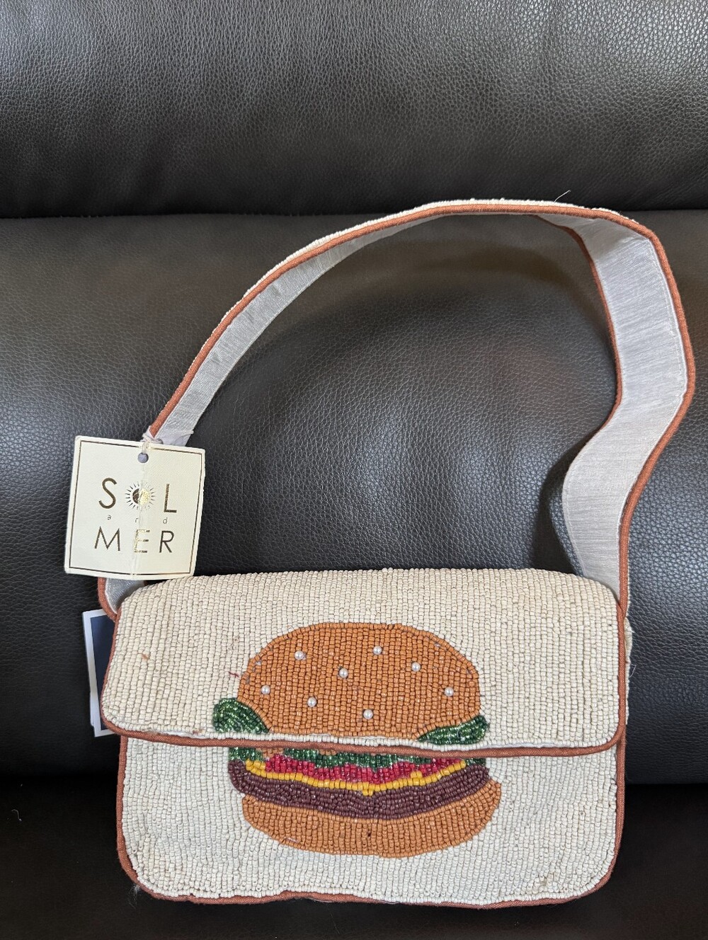 New Viral TJ Maxx Hand Beaded Purse Cheeseburger and Fries Made In India Sol Mer